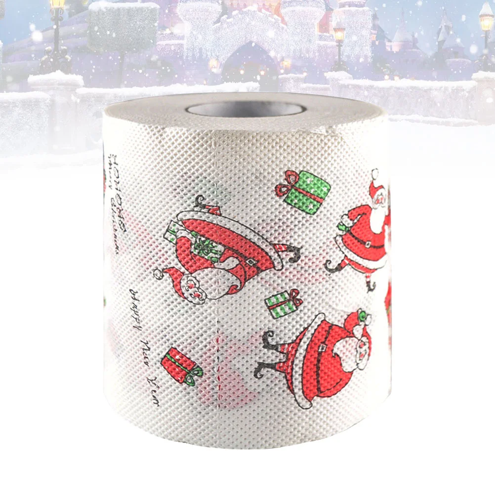 

Paper Christmas Toilet Roll Tissuenapkins Merry Festive Bathroom Accessories Funny Towels Print Napkin Printed Santa Kitchen