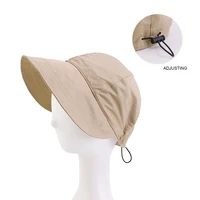adjustable women bucket hat 2022 new breathable fashion solid color wide brim sun visor cap summer shade beach uv protection