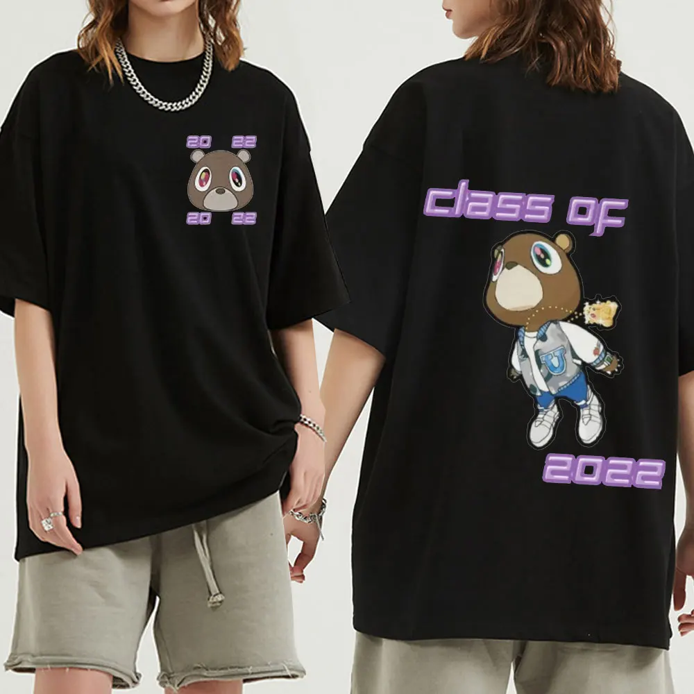 

Двухсторонняя Мужская футболка Kanye West выпускного музыкального альбома с принтом, Винтажная футболка в стиле хип-хоп, большого размера, из хл...