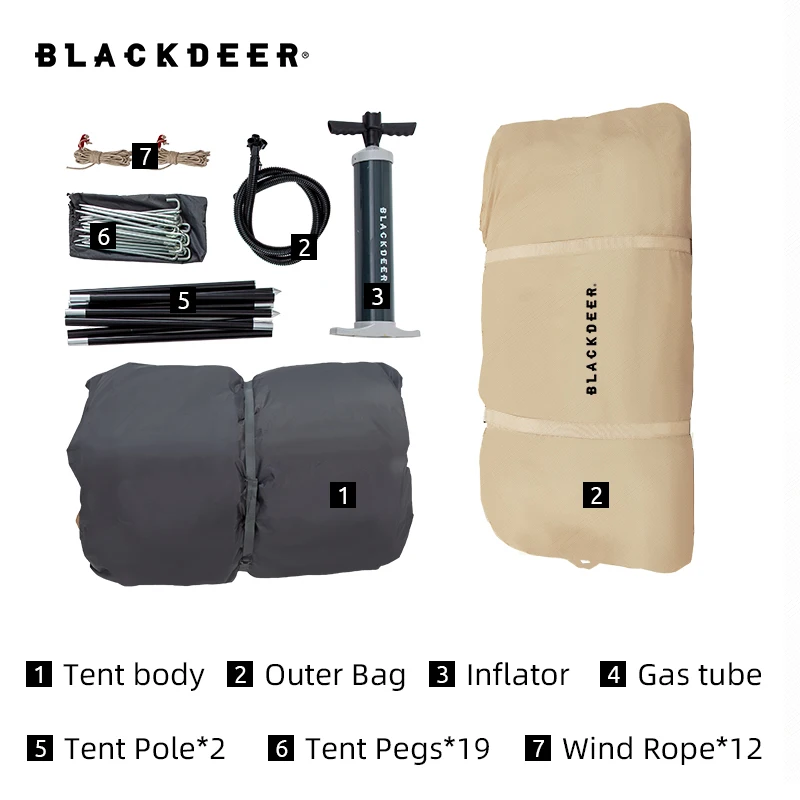 Blackdeer Air Tent 4-6 Person Large Area Space Outdoor Waterproof Silvering Family Camping Traveling Inflatable Tarp Tent