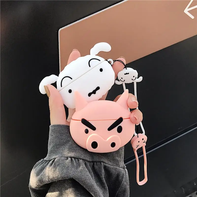 

3D Cartoon Full Cover Bluetooth Earphone Charging Box Protective Case For Apple Airpods Pro With Anti-Lost Hand Rope