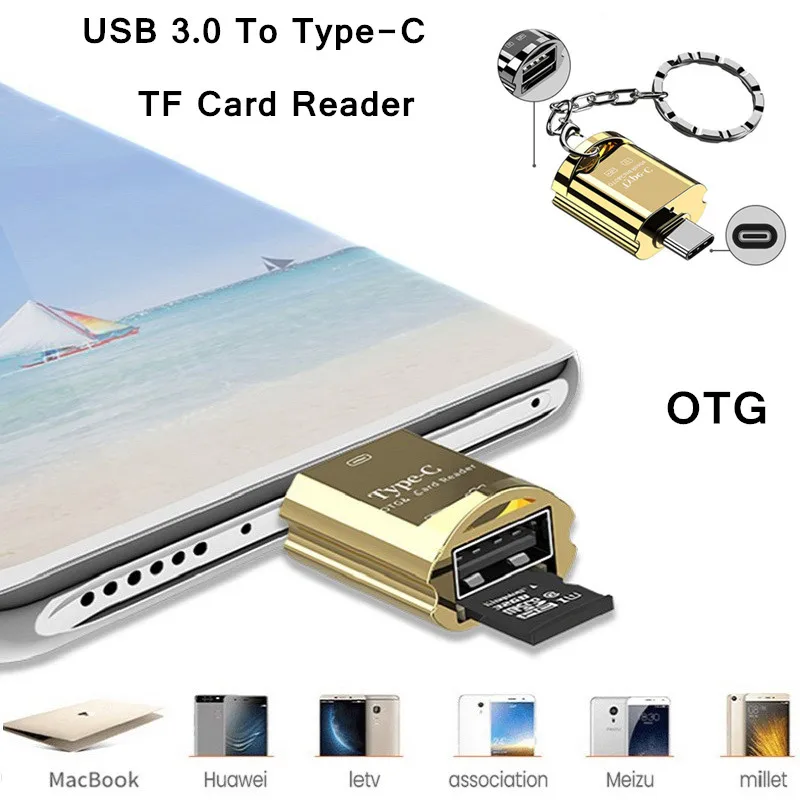 Adaptador USB 3,0 a tipo C OTG a USB C, lector de tarjetas OTG, USB-C, adaptador microSD TF, adaptador de teléfono, lector de tarjetas microSD
