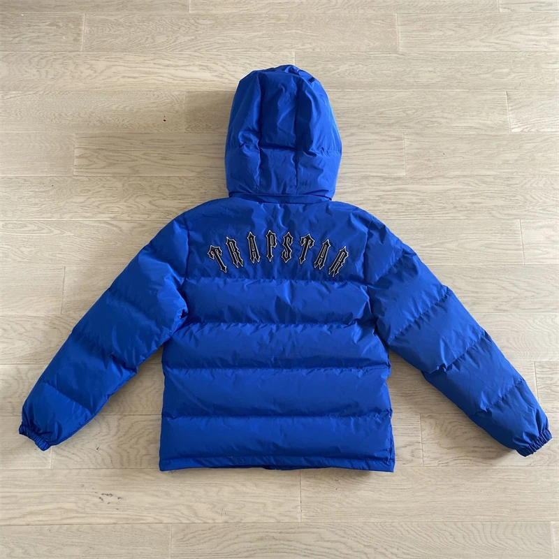 

Men's Down TRAPSTAR Coats Uk Designer Jackets Blue Irongate Detachable Hood Top Quality Letter Embroidered Hoodie Winter War