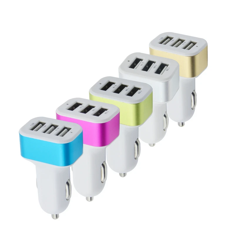 100 PCS 2.1A Car Charger 3 USB ports Car Charger For iPhone 7 Samsung S8 Note4 Mobile Phones