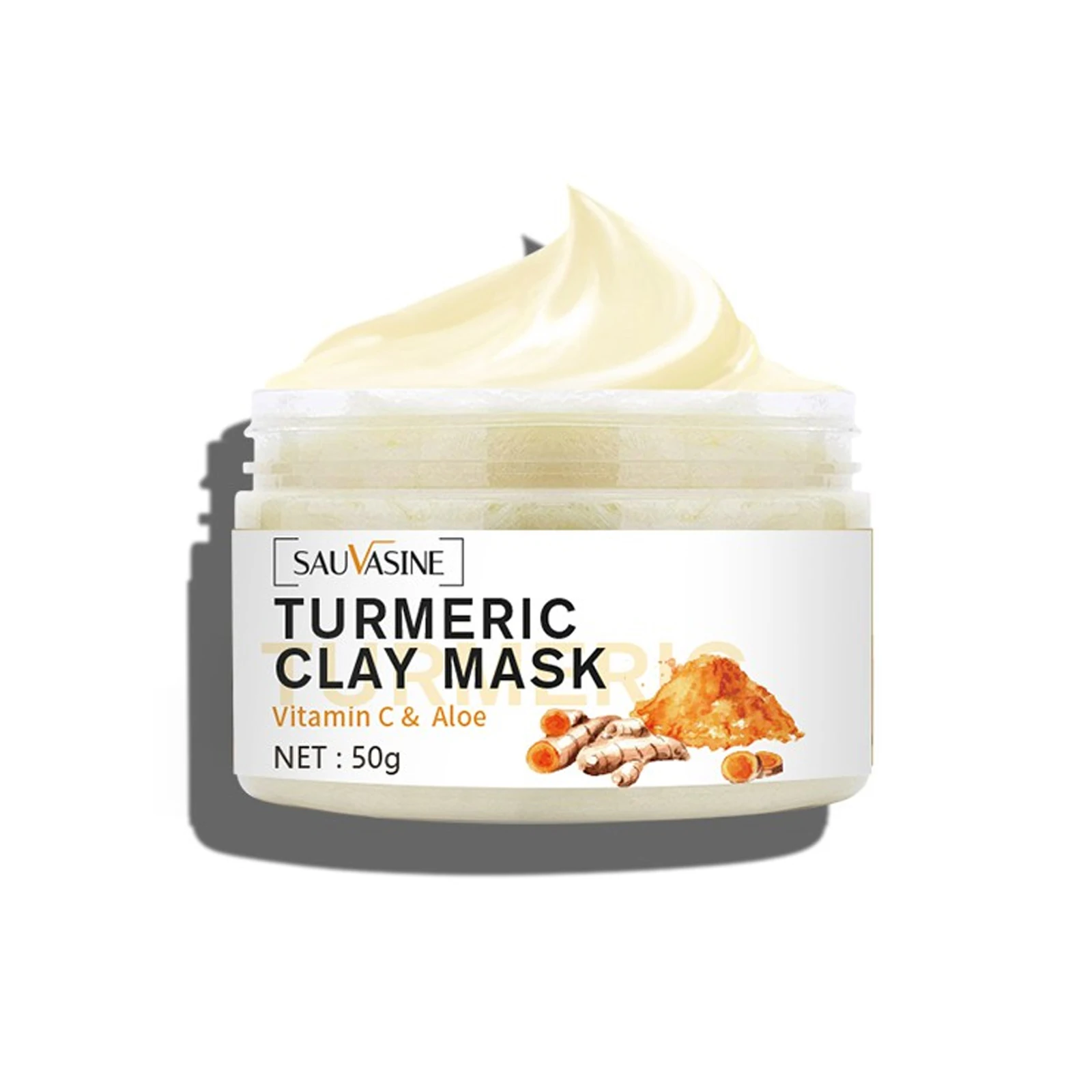 

Turmeric Mud Mask Whitening Brightening Hydrating Reduce Blackheads Acne Cleansing Pores Oil Control Clay Mask Skin Care 50g