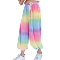 teen girls casual harem pants 2022 summer anti mosquito pants loose fashion rainbow pants child cool trousers 6 8 10 12 14 years