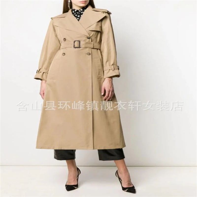 Spring women's trench coat autumn skirt style lace-up double-breasted casaco sobretudo feminino over the knee long clothes