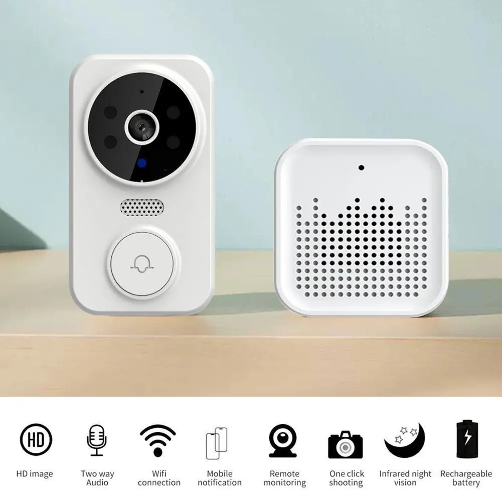 

Smart Video Doorbell Wireless HD Camera PIR Motion Detection IR Alarm Security Door Bell Wi-Fi Intercom For Home Apartment R2J3