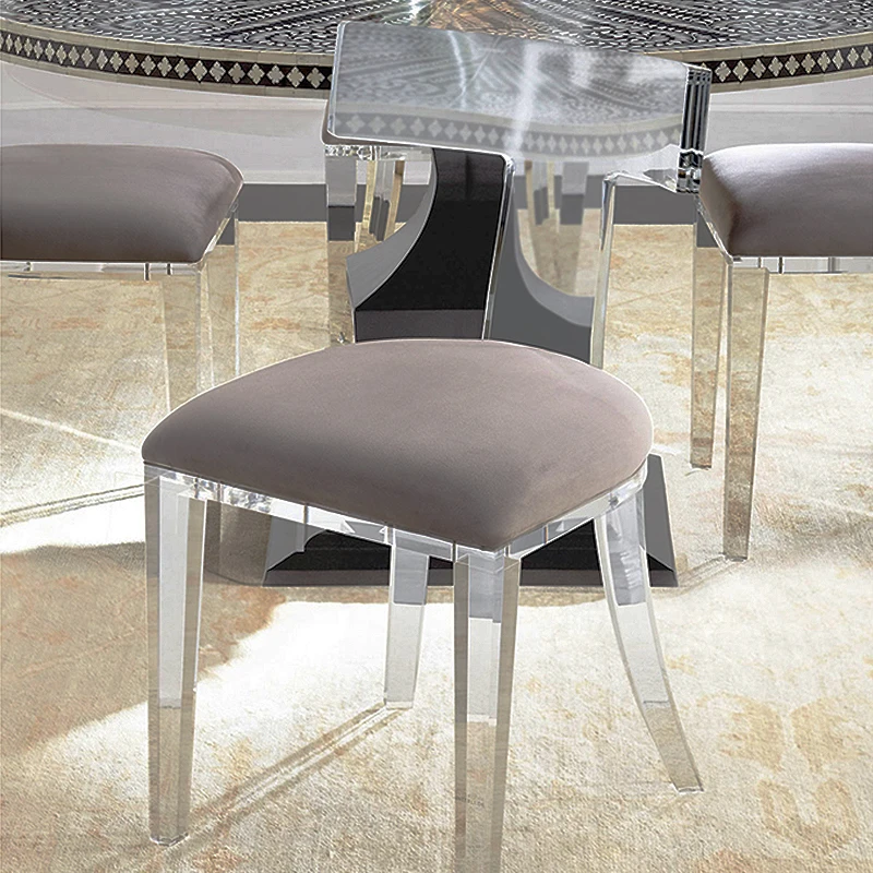 

Simple modern light luxury dining chair transparent acrylic home living room backrest leisure chair net red single club chair