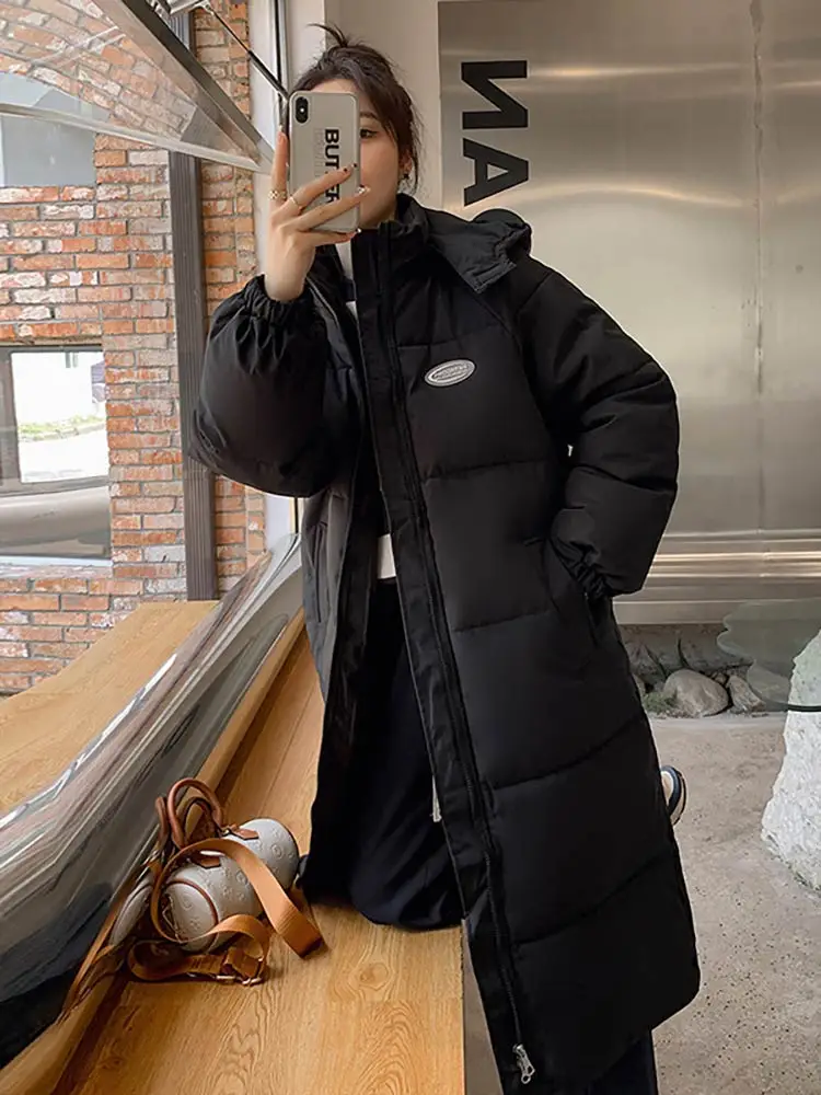 Vielleicht Women's Winter Hooded Parka Thick Down Cotton Padded Jacket Women Long Overcoat Female Clothing Warm Puffer Coat 2022