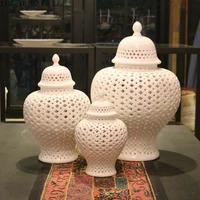 pure white ceramic ginger jar with lid modern luxury retro universal craft storage home decoration