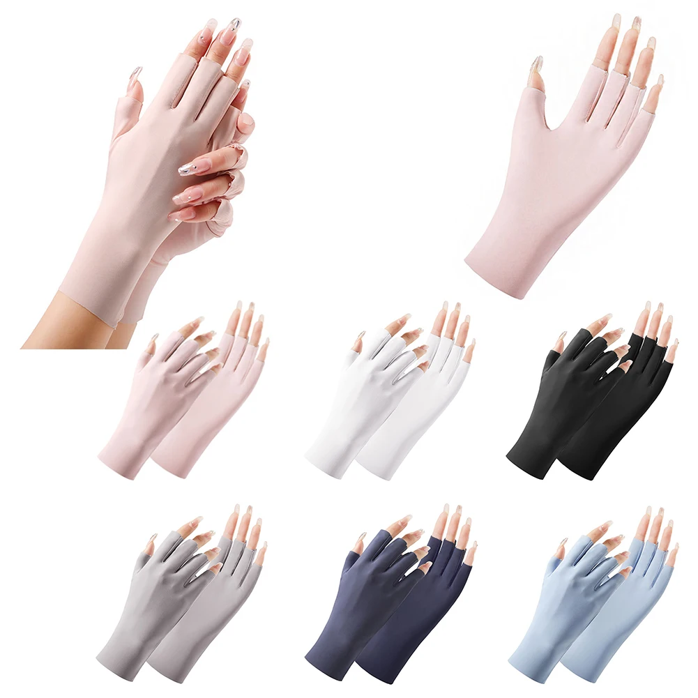 

Летние перчатки без пальцев с защитой от УФ-лучей 2022, перчатки для вождения с полупальцами, перчатки с полупальцами из ледяного шелка, солнц...