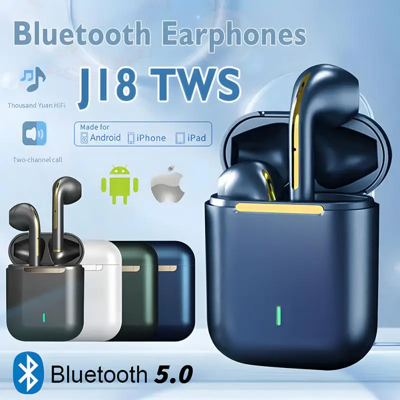 

J18 TWS Earphone Wireless HiFi Sport In-Ear Headphones With Mic Stereo Noise Cancelling Handsfree Earbuds
