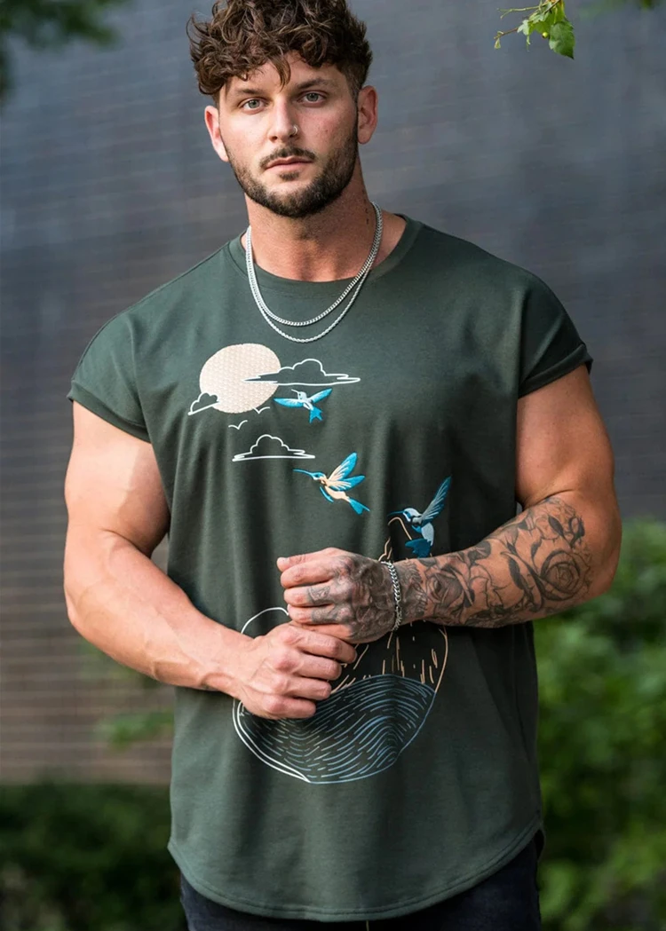 

Summer New Men Cotton Tank Top Gym Fitness Clothing Solid Auspicious Clouds Chinese style Bodybuilding Sleeveless T-shirt