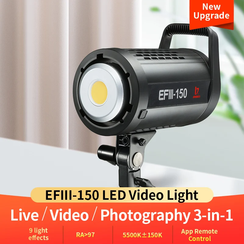 

JINBEI EFIII150 LED Video Light Include Reflector Live Short Film Youtube Videos Kids Photography Fill Lights Continuous Light