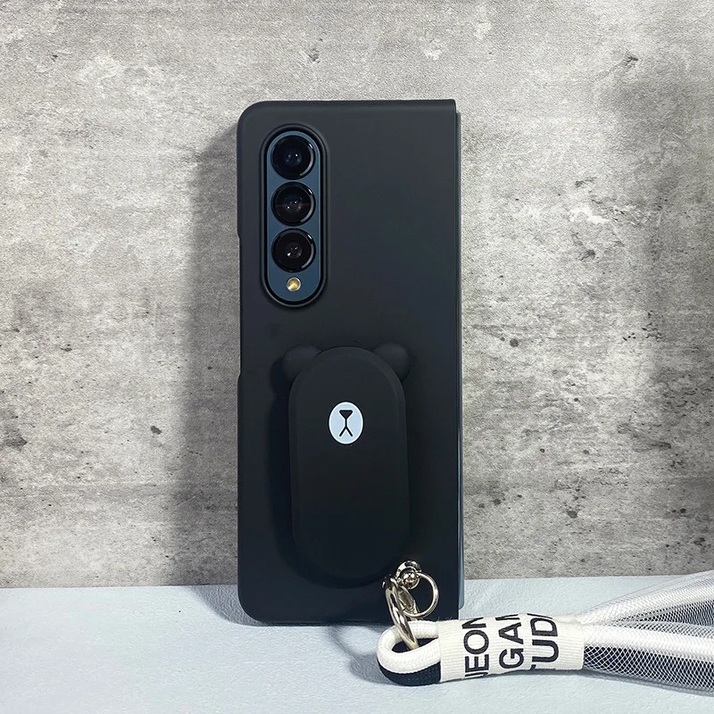 Creative Cartoon Kickstand Frosted Phone Case for Samsung Galaxy Z Fold 4 5G Fold 3 Fold3 Fold4 Hard Shell Anti-drop Anti-shock