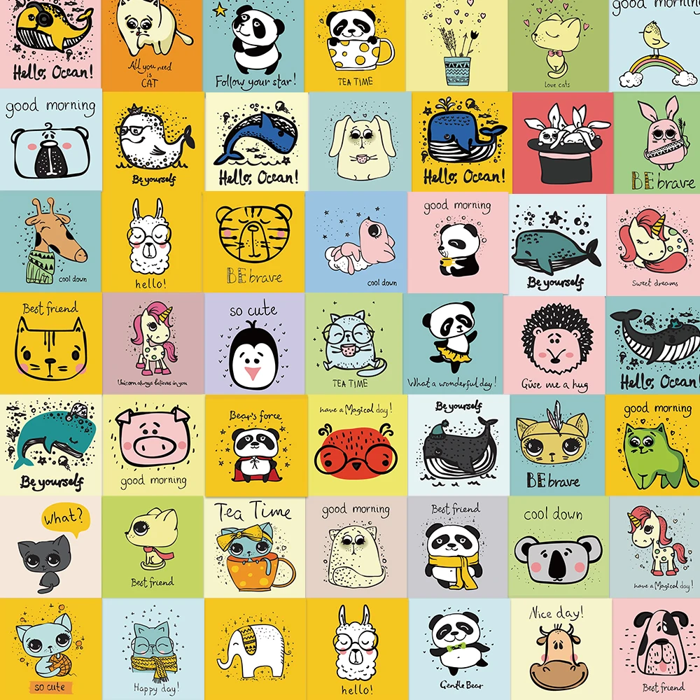 

10/30/60pcs Inspirational Animal Illustration Sticker Waterproof for Water Bottle Laptop Scrapbooking Luggage Guitar Skateboard