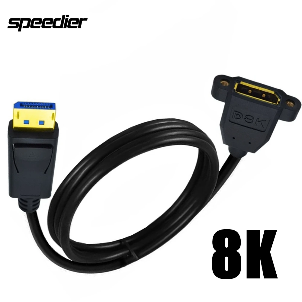 

DisplayPort DP 1.4 Cable 30CM 1M 1.8M 8K@60Hz HDR High Speed 32.4Gbps Display Port Male to Displayport Female Panel Mount