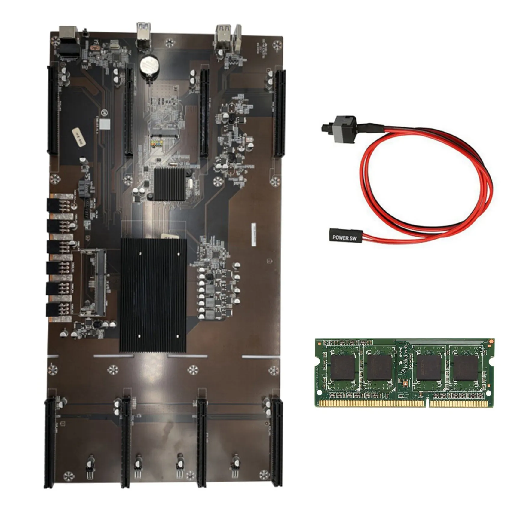 

ETH80 B75 BTC Miner Motherboard+DDR3 4G 1600Mhz RAM+Switch Cable 8XPCIE 16X LGA1155 Support 1660 2070 3090 Graphics Card