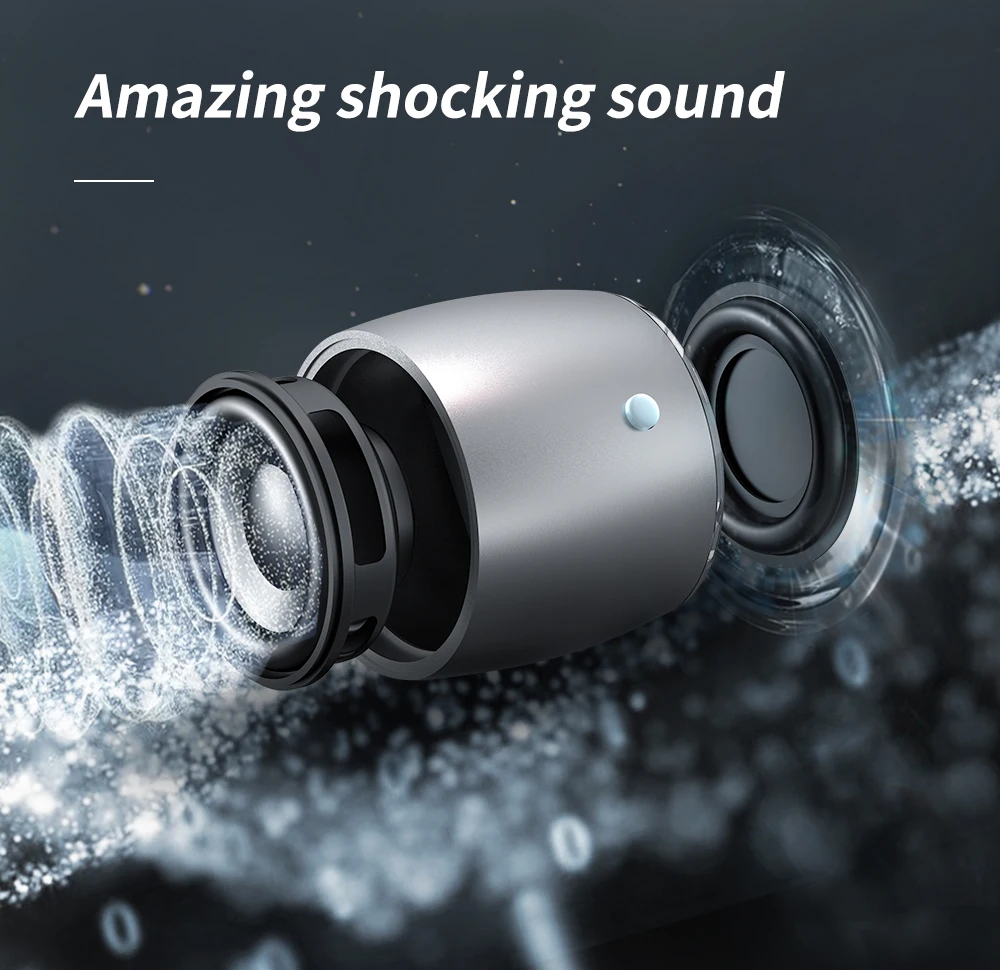 Фото Новая портативная Bluetooth-колонка EWA A103 Mini с мощными басами, водонепроницаемая (IPX5), беспроводная, в металлическом корпусе, с громким звуком и шумоподавлением №5