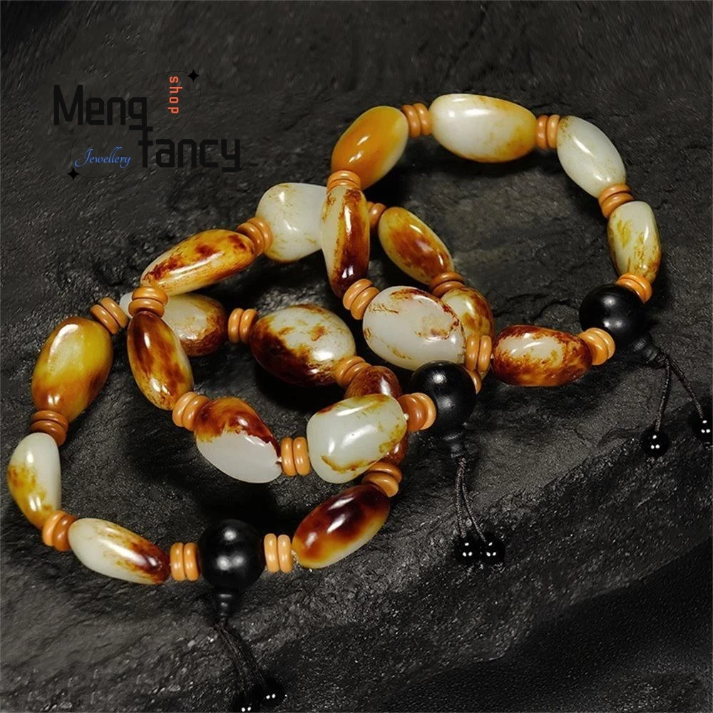 

Браслет из натурального Нефритового материала Hetian, подвеска из натурального камня, Модная бижутерия, амулет для мужчин и женщин, роскошный сувенир, праздничные подарки