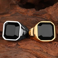 316 stainless steel ring personality black zircon fashion simple high quality punk men boyfriend creative jewelry gift wholesale