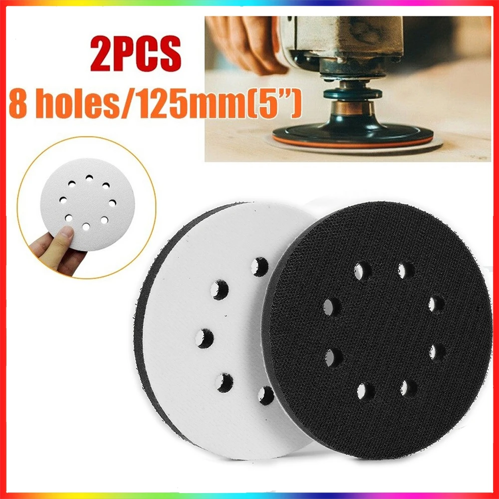 

2Pcs 5Inch 125mm 8 Holes Soft Sponge Interface Pad For Sanding Pads Hook Loop Sanding Discs Uneven Surface Polishing Grinding