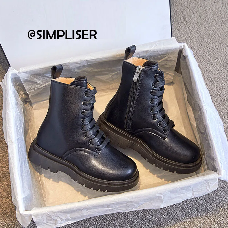 SIMPLISER 2023 Autumn Winte Ankle Boots for Kids Girls White Black Warm Fleece Boots Chidlren Anti-slip Winter Shoes