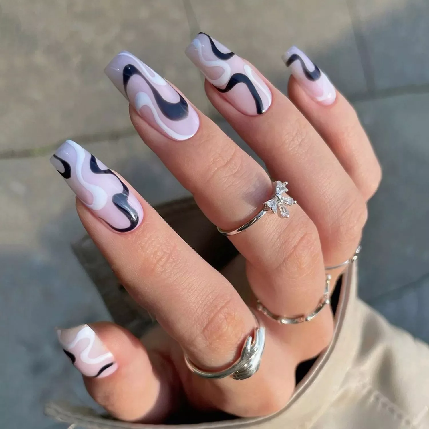 

NEW IN Long Coffin Ballerina False Nails Fake Nails With Designs Press On Nails Manicure Tool Nail Accessory Full Cover Nail Tip