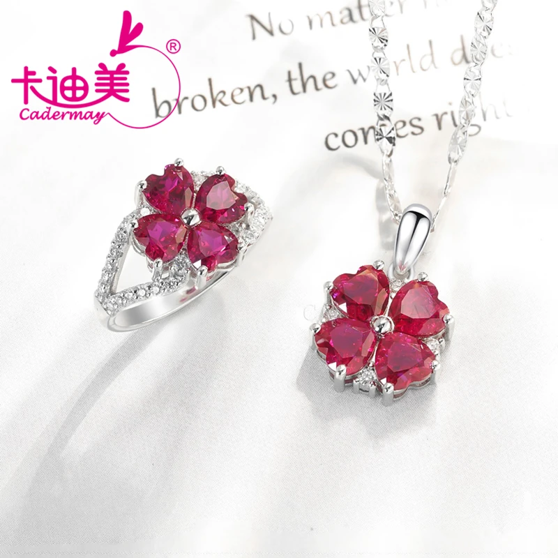 CADERMAY Лабораторный рубин подвеска из серебра S925