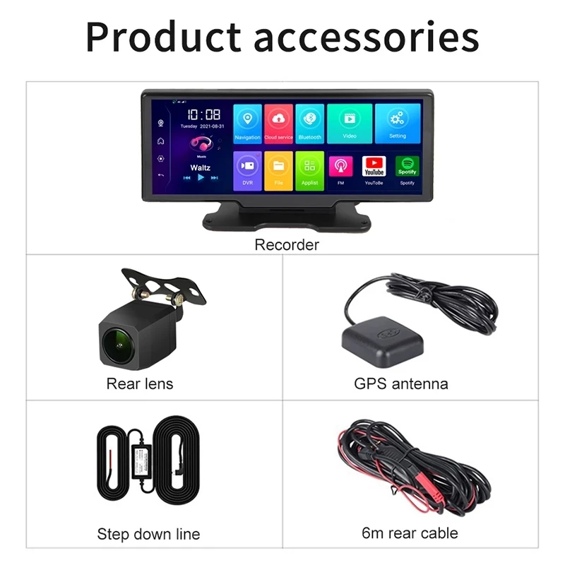 Видеорегистратор автомобильный 11 дюймов IPS ADAS 4G Android 1080 GPS-навигация Wi-Fi P FHD -