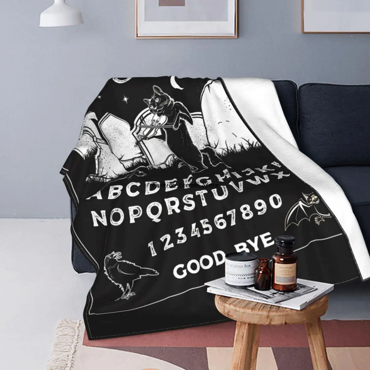 

Винтажное мистическое одеяло Ouija, плюшевое мягкое одеяло в виде кошки на Хэллоуин для игры на скрипке, постельное белье, текстиль для отдыха