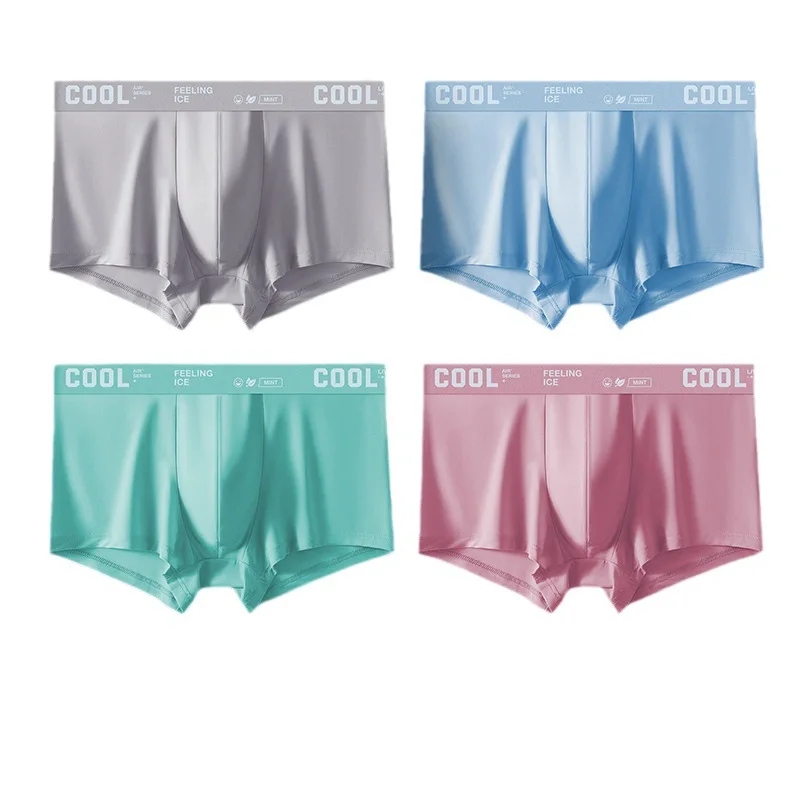 Men's Panties Sexy Underwear For Men Boxer Shorts Ice Silk Men Underpants Breathable Thin Seamless Boxers Large Size L-5XL