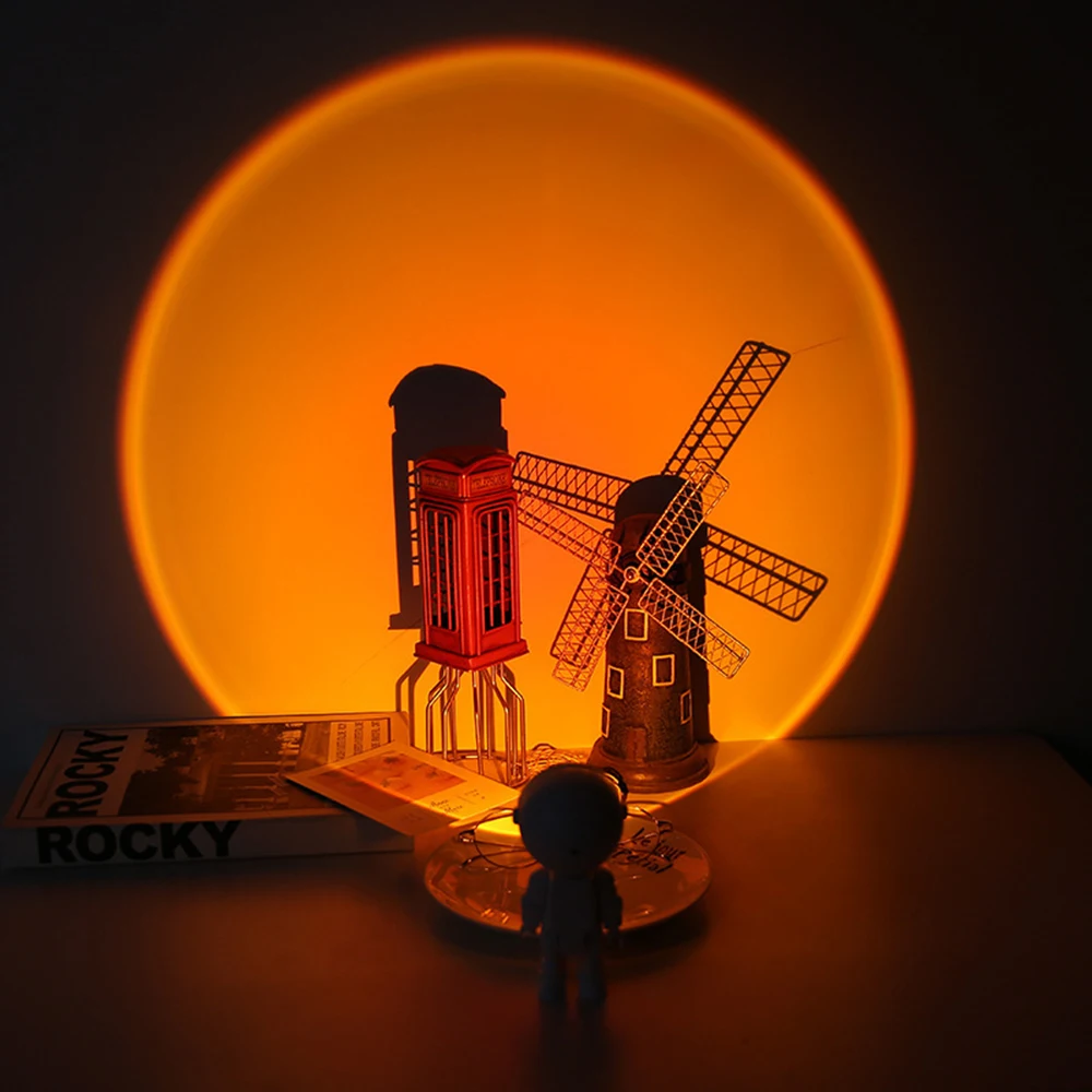 

Миниатюрная Светодиодная лампа-проектор с закатом астронавта, перезаряжаемый ночсветильник для создания атмосферы, декоративное настенное светильник щение для фотосъемки в прямом эфире