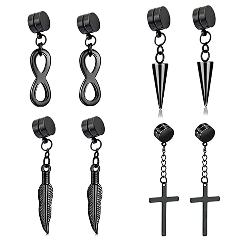 

4 пары, магнитные серьги-гвоздики из нержавеющей стали