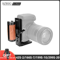 szrig arca quick release l baseplate with wooden handgrip either side for canon nikon sony dslr tripod mount plate
