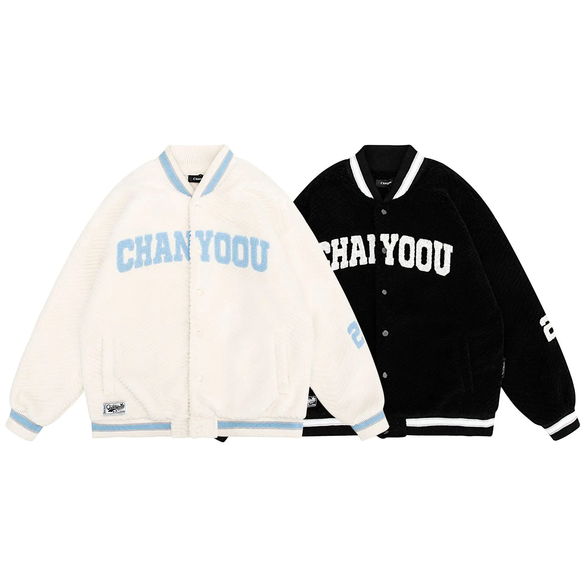 National tide soft waxy lamb wool baseball cotton clothing men and women winter couple lamb fleece jacket cotton clothing