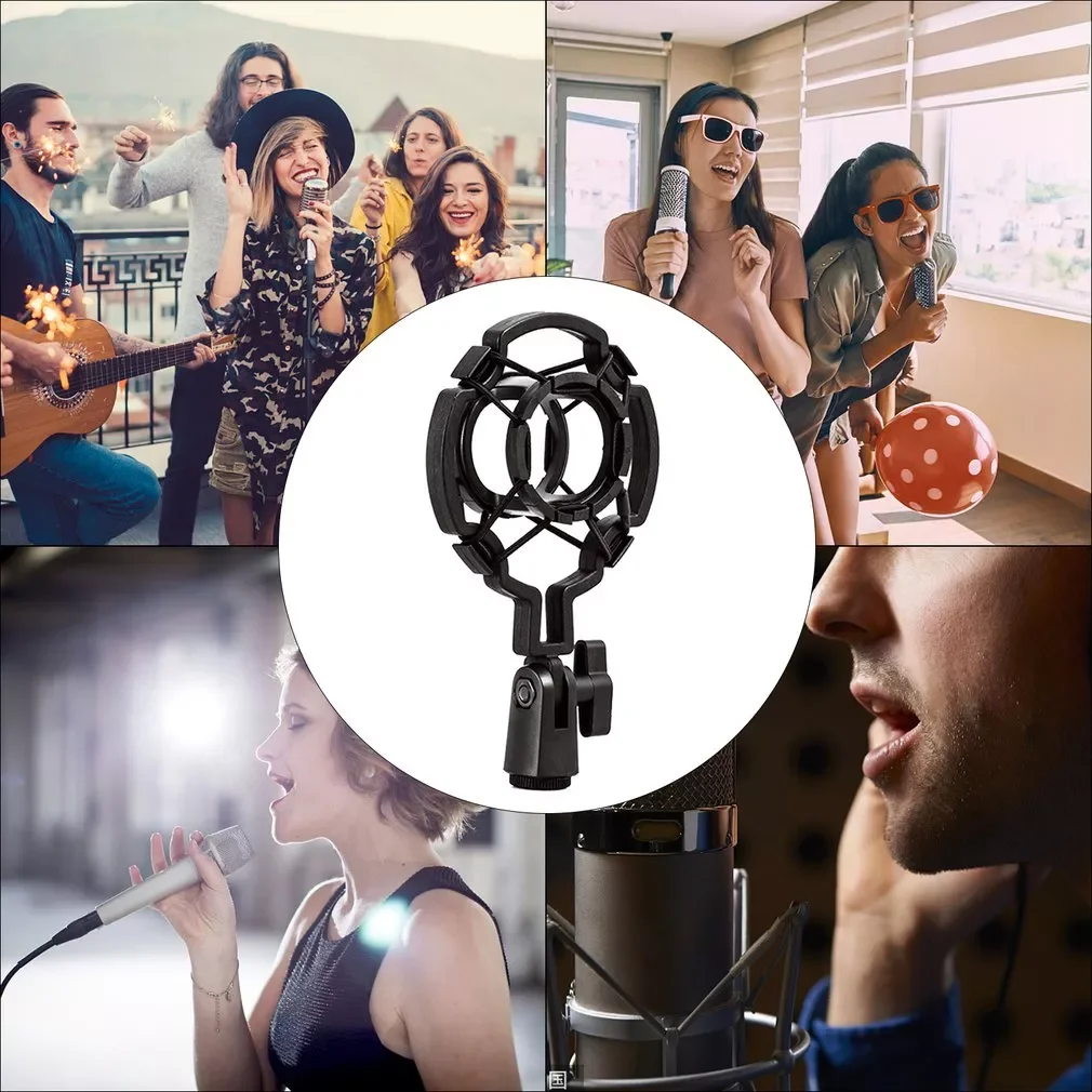 

Professional Condenser Microphone Mic Shock Mount Holder Studio Recording Bracket For Large Diaphram Mic Clip Black
