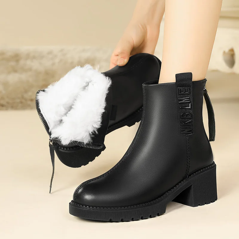 

AIYUQI Women Winter Boots 2023 New Genuine Leather Women Marton Boots Natural Wool Non Slip Women Snow Boots
