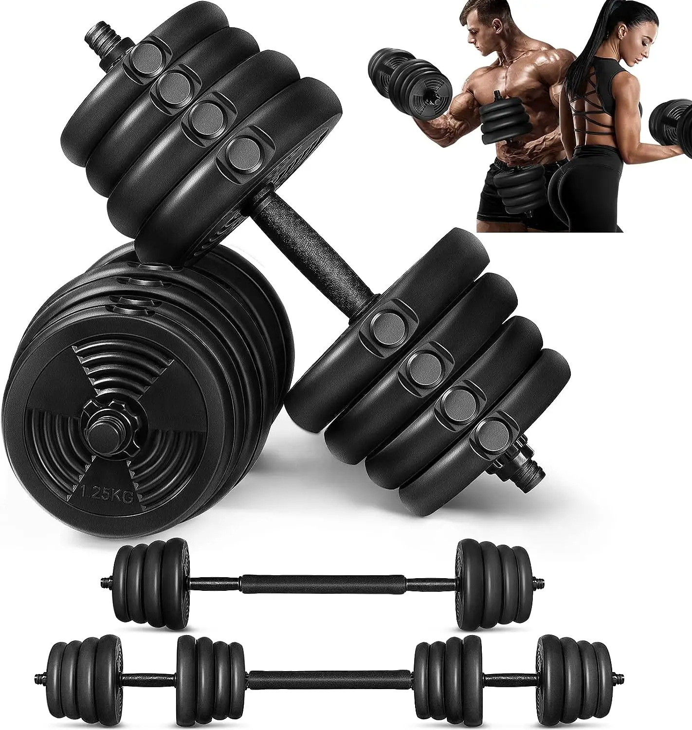 

Набор регулируемых штангов 66/44/20 анг. Фунт., наборы бесплатных грузиков с пластиковым покрытием и нескользящим шатуном 2 в 1, быстрый конвертер