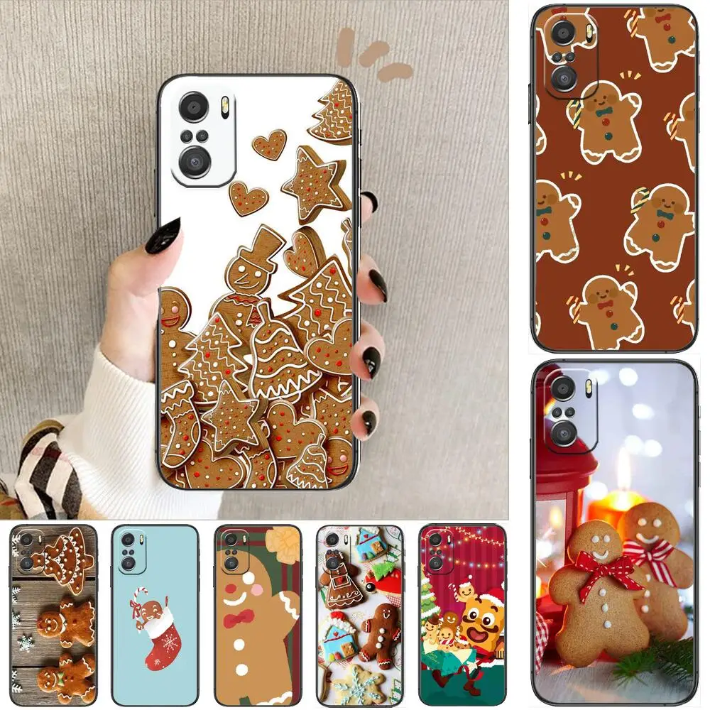 

Cute Gingerbread man Christmas Phone Case For xiaomi mi 11 Lite pro Ultra 10s 9 8 MIX 4 FOLD 10T 5g Black Cover Silicone Back Pr