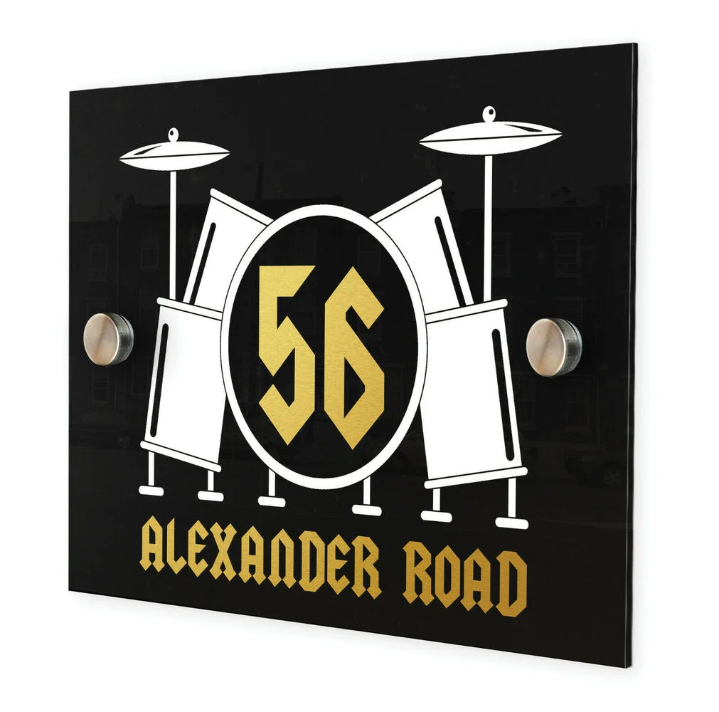 

Индивидуальный акриловый комплект для барабана с именем двери и номером, Виниловая наклейка для барабана, золотой + белый
