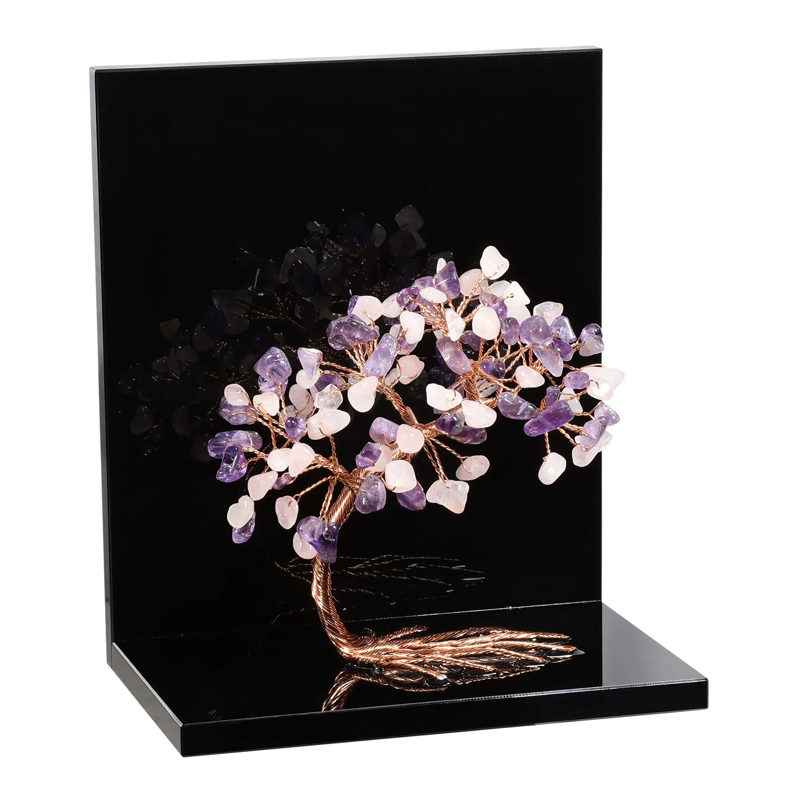 Natural Crystal Money Tree With Acrylic Bookends Book Ends For Shelves Desktop Organizer Home Office 1 Pair