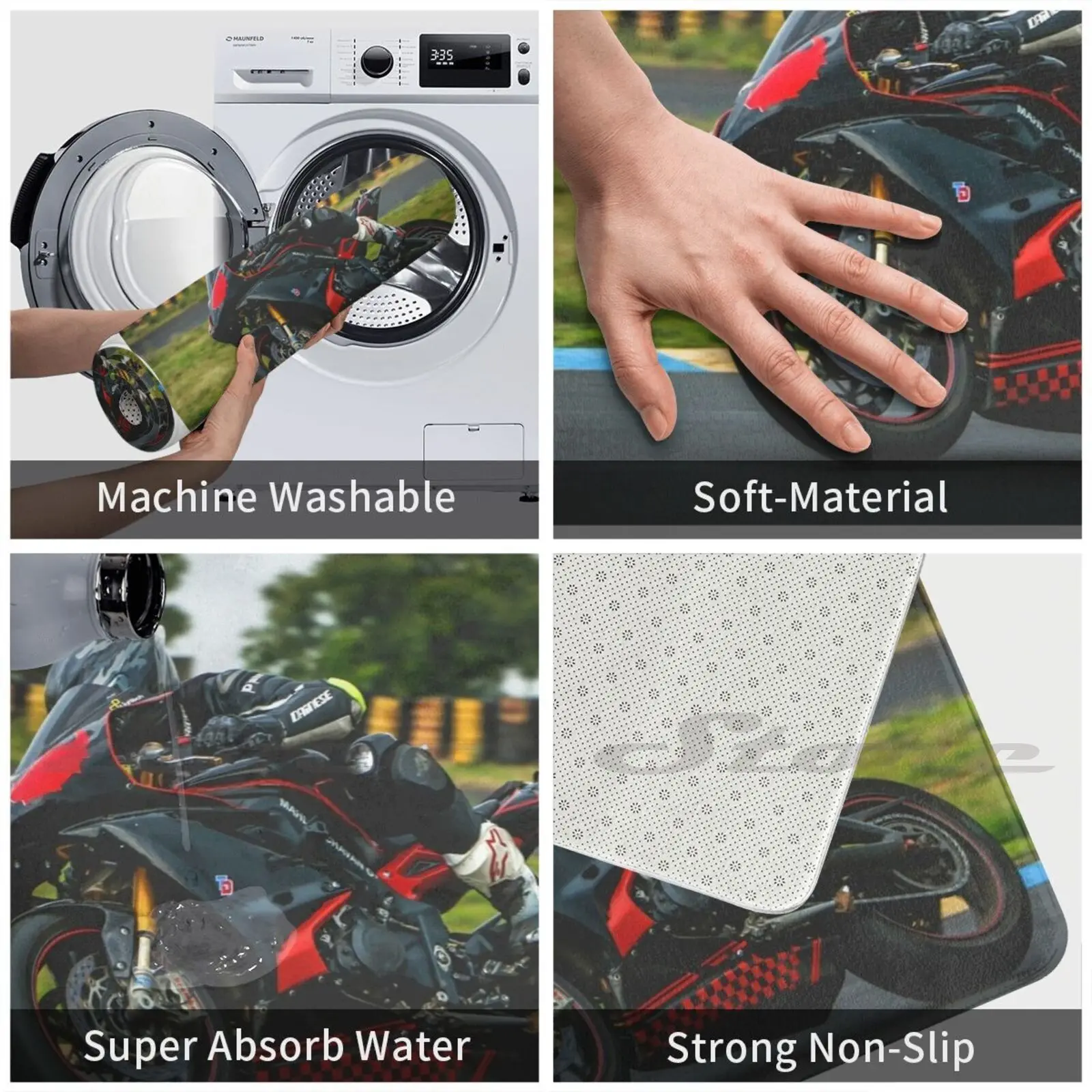 Black Grand Prix Motorcycle Mat Rug Non-Slip Water Absorb Door Carpet Sport Motorbike Racing Tall Price Helmet Biker Wheel |