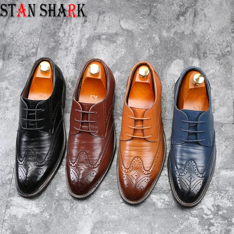 Мужские классические туфли оксфорды из натуральной кожи черные коричневые