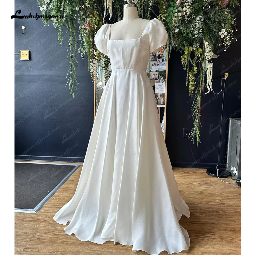 Lakshmigown шифоновое женское свадебное платье с пышными рукавами и овальным вырезом