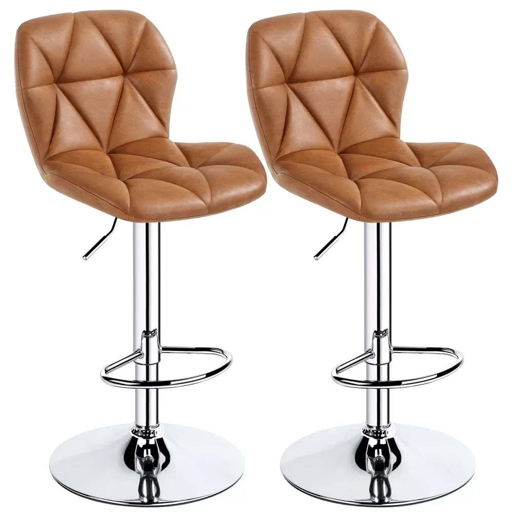 

2pcs Modern PU Leather Counter Bar Chairs with Mid-Backrest