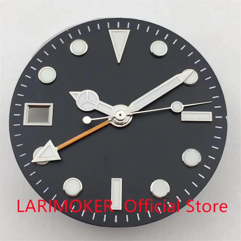 A1 LARIMOKER 29mm black Watch Dial silver Edge Index Luminous greenSuitable for NH34(GMT)9 oɼlock date movement - купить по