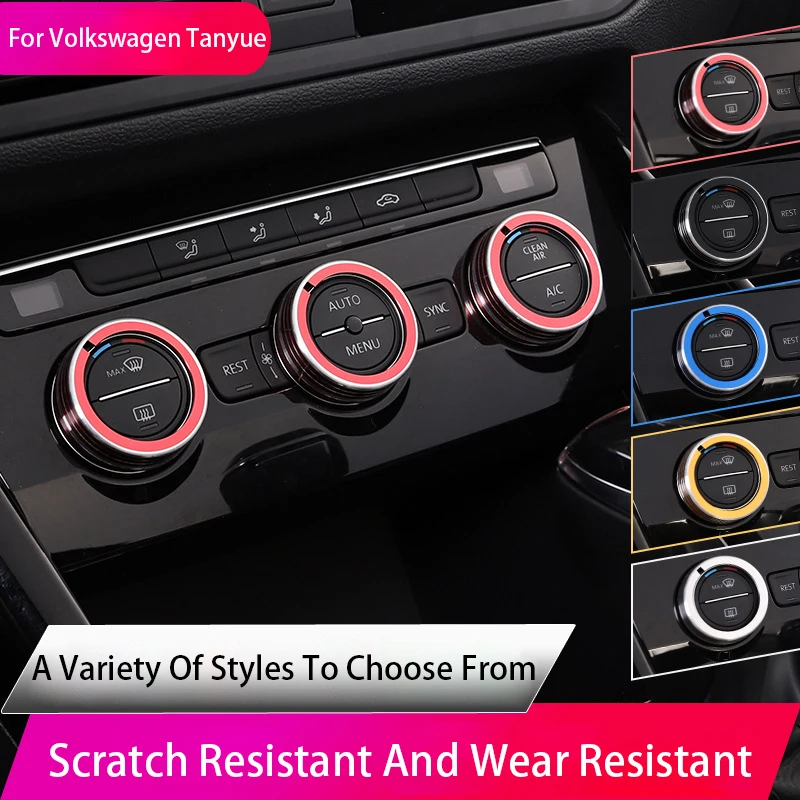 

For Volkswagen Tayron 3pcs Air Conditioning Knobs Conditioner Switch Button Ring Trim Decoration Cover 2018-2019 New Accessories