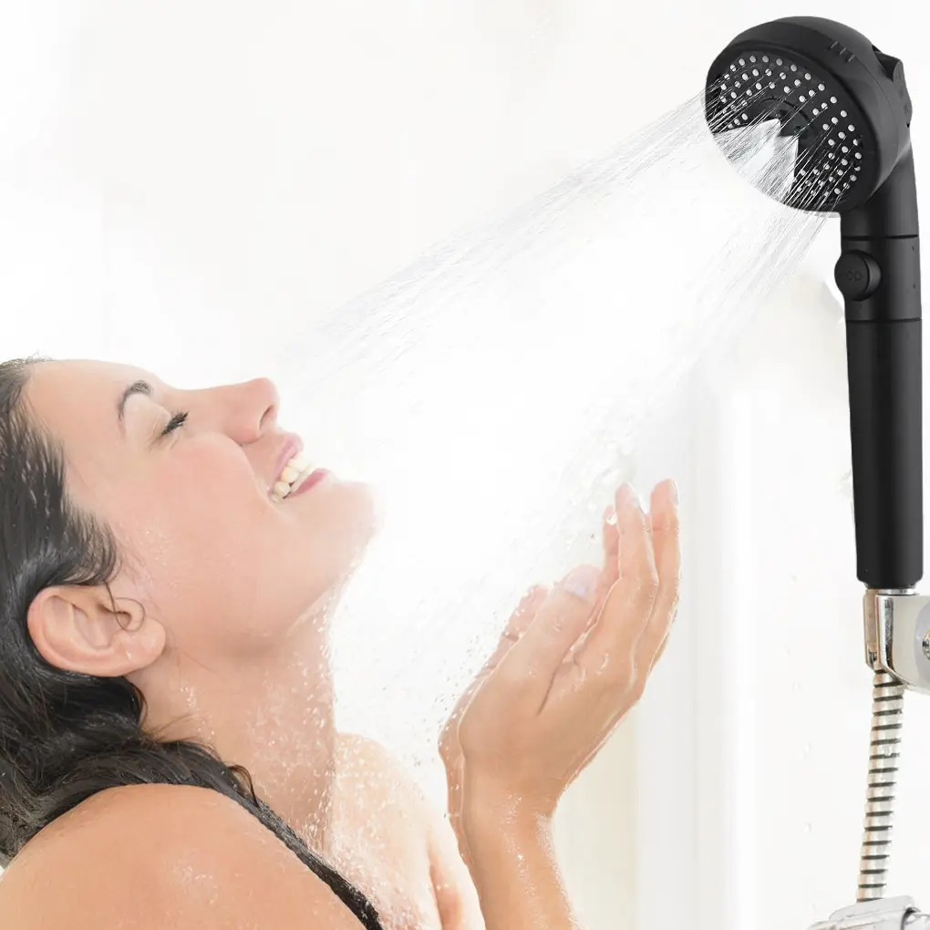

RecabLeght Shower Head Water Saving Adjustable High Pressure Shower One-key Stop Water Massage Eco Shower Bathroom Accessories